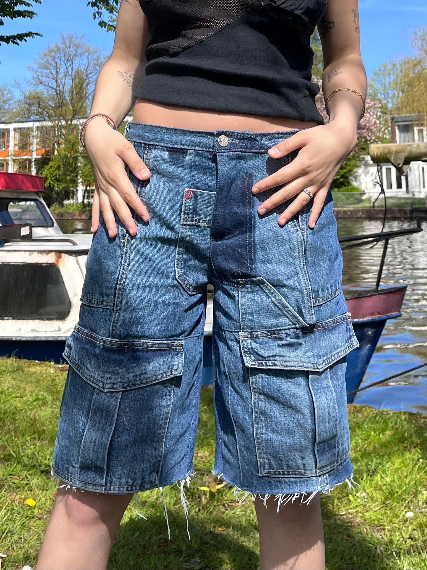 Upcycled denim shorts